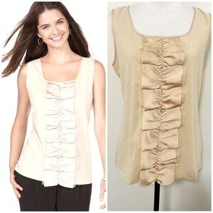 Alfani Women’s Sleeveless Mock Neck Sweater Top Size Medium Beige Tan Color